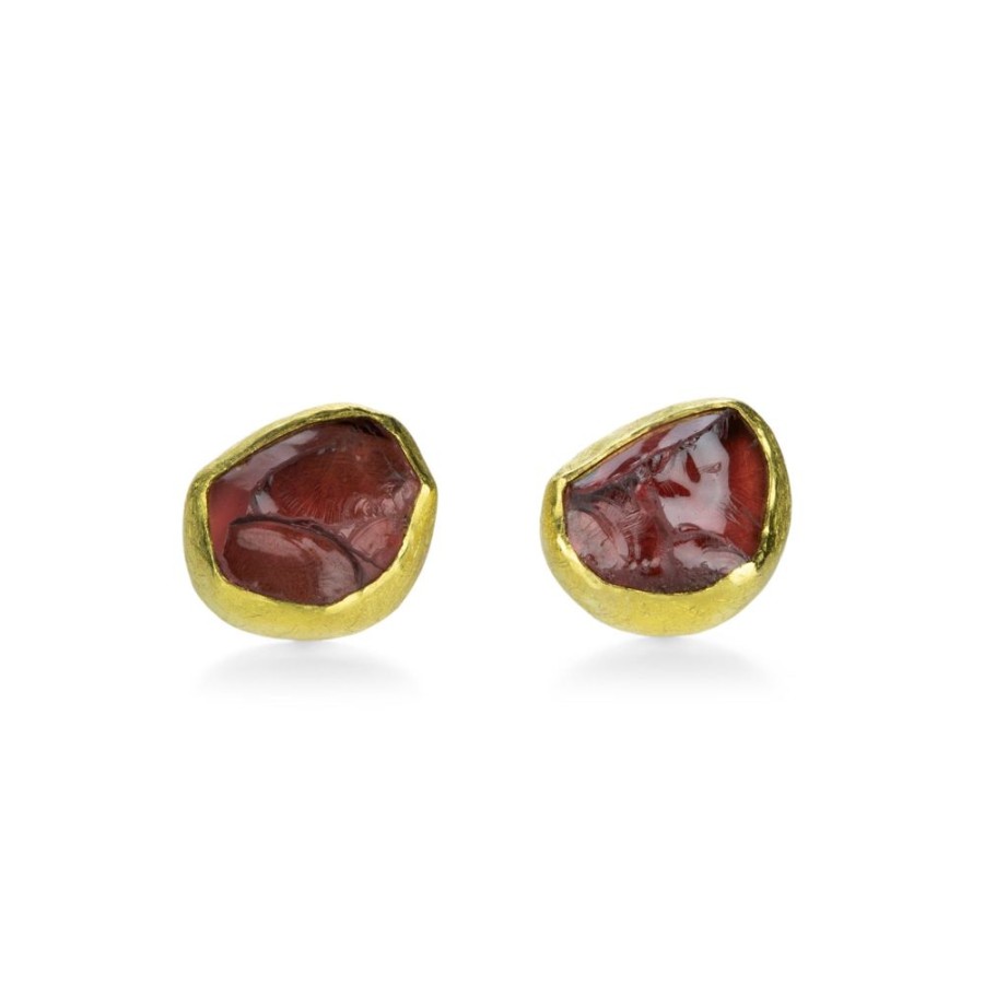 Earrings Petra Class | Rough Garnet Studs