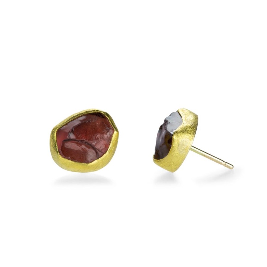 Earrings Petra Class | Rough Garnet Studs