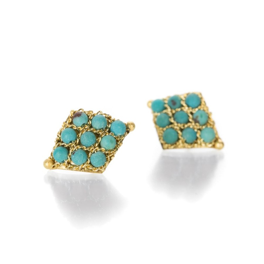 Earrings Amali | Turquoise Textile Studs