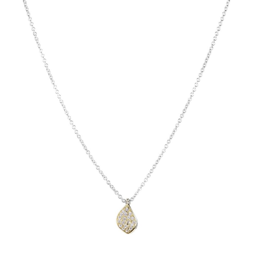 Necklaces John Iversen | Pave Diamond Leaf Necklace