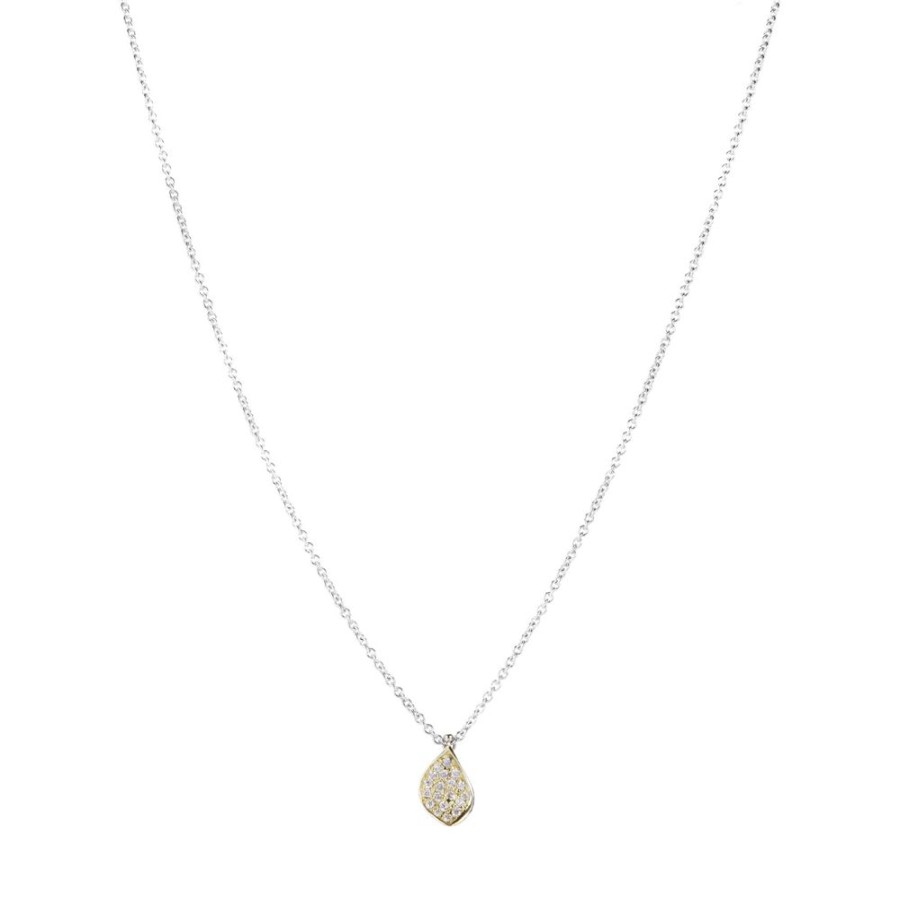 Necklaces John Iversen | Pave Diamond Leaf Necklace