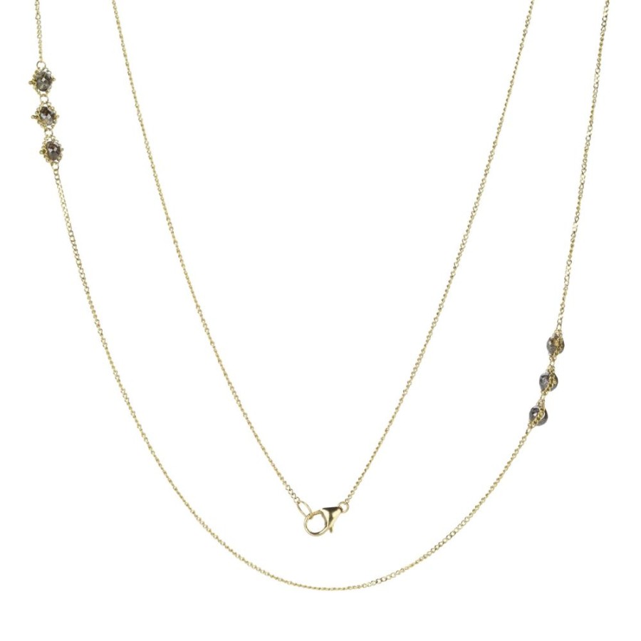 Necklaces Amali | Triple Station Black Diamond Textile Necklace