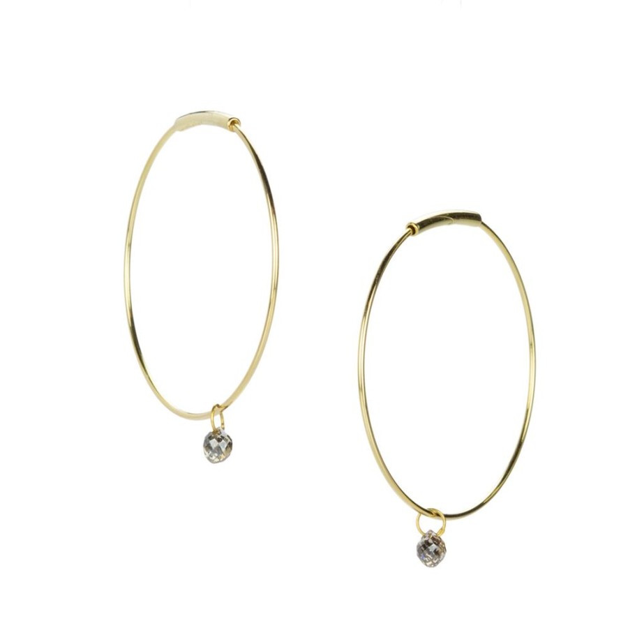 Earrings Margaret Solow | Hoops With Cognac Diamond Drops