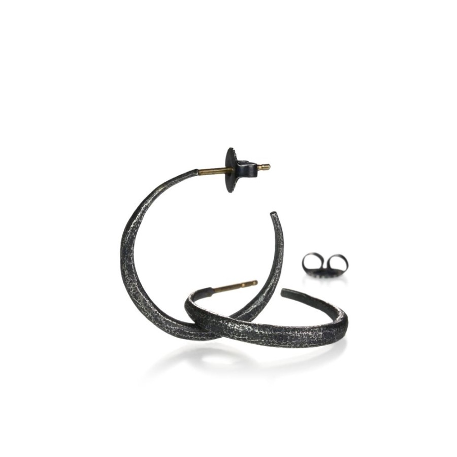 Earrings John Iversen | Oxidized Silver Mini Hoop Earrings