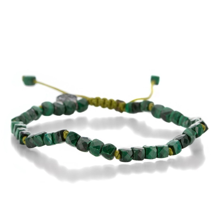 Bracelets Joseph Brooks | 4Mm Faceted Malachite Cube Bracelet