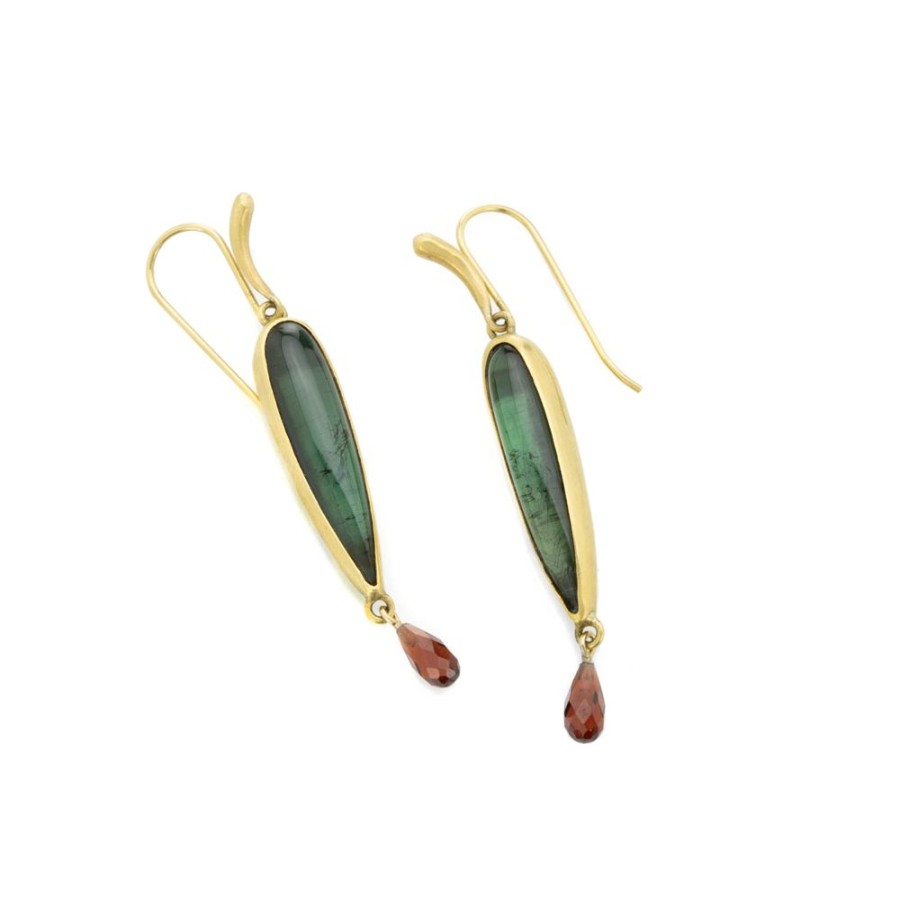 Earrings Annette Ferdinandsen | Green Tourmaline Simple Bird Earrings