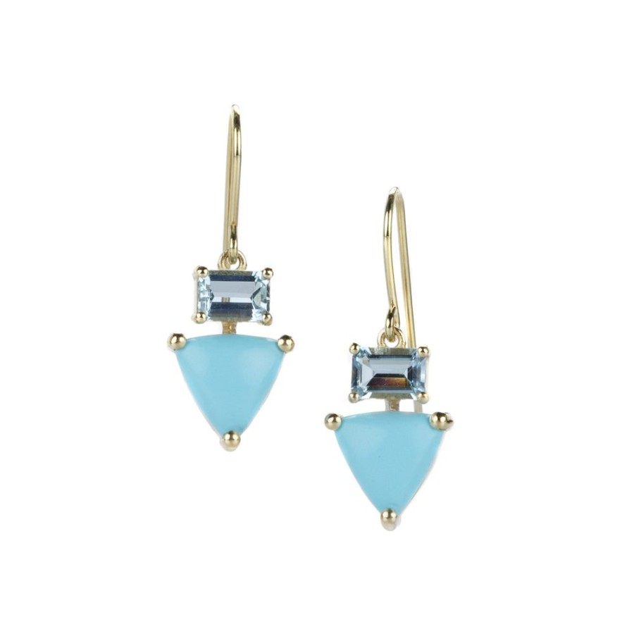 Earrings Nicole Landaw | Triangle Turquoise And Aquamarine Drop Earrings