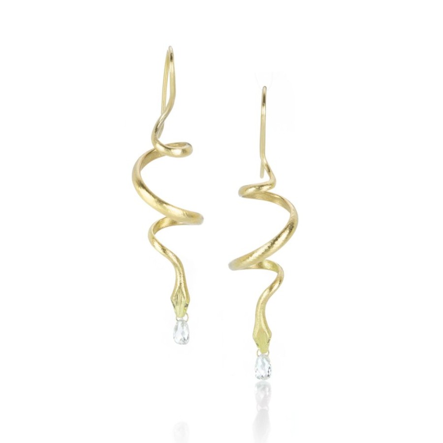 Earrings Gabriella Kiss | Diamond Briolette Spiral Snake Earrings