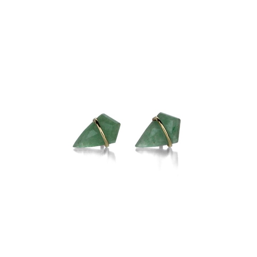 Earrings Page Sargisson | Small Green Aventurine Kite Studs