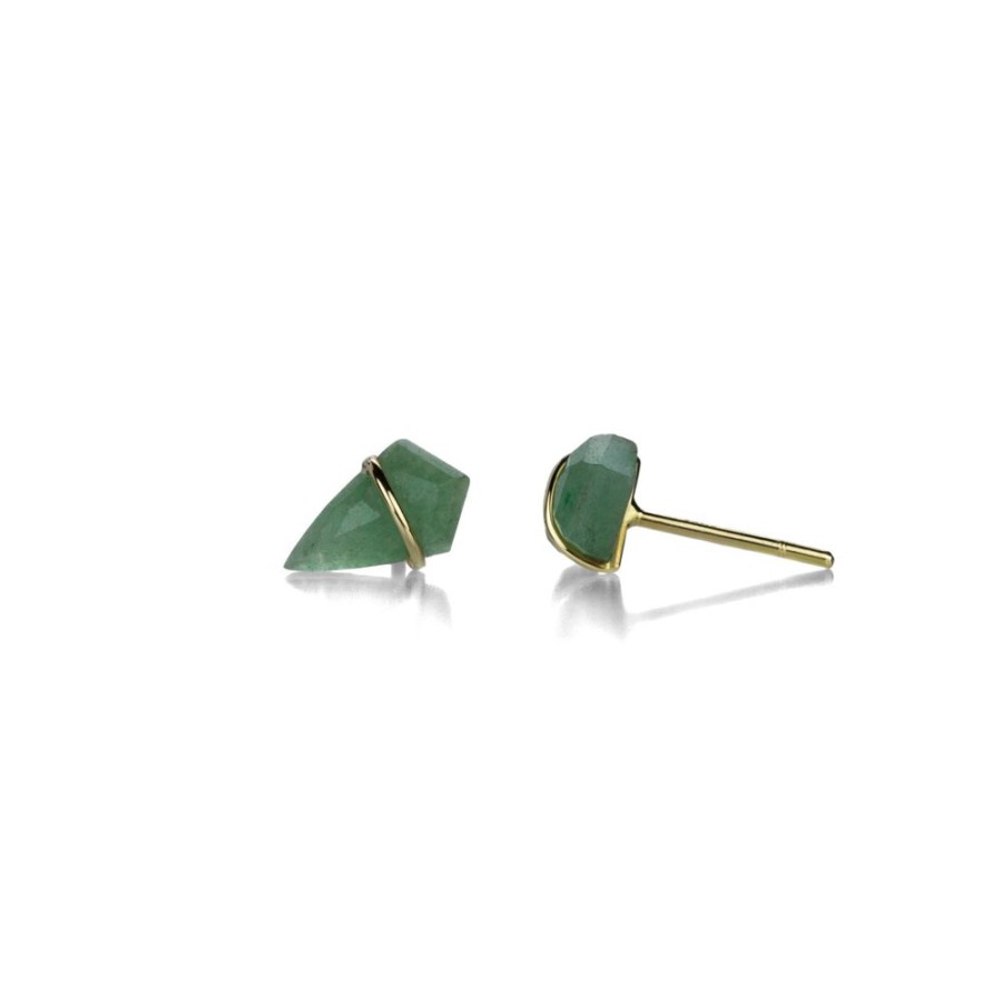 Earrings Page Sargisson | Small Green Aventurine Kite Studs