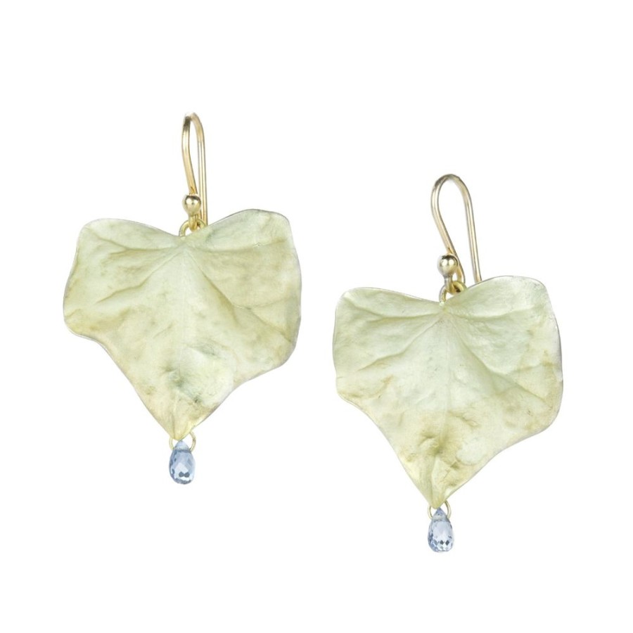 Earrings Gabriella Kiss | Medium Ivy Leaf Earrings With Sapphire Drops