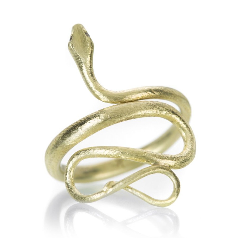 Rings Gabriella Kiss | Large Snake Ring With Diamond Eyes