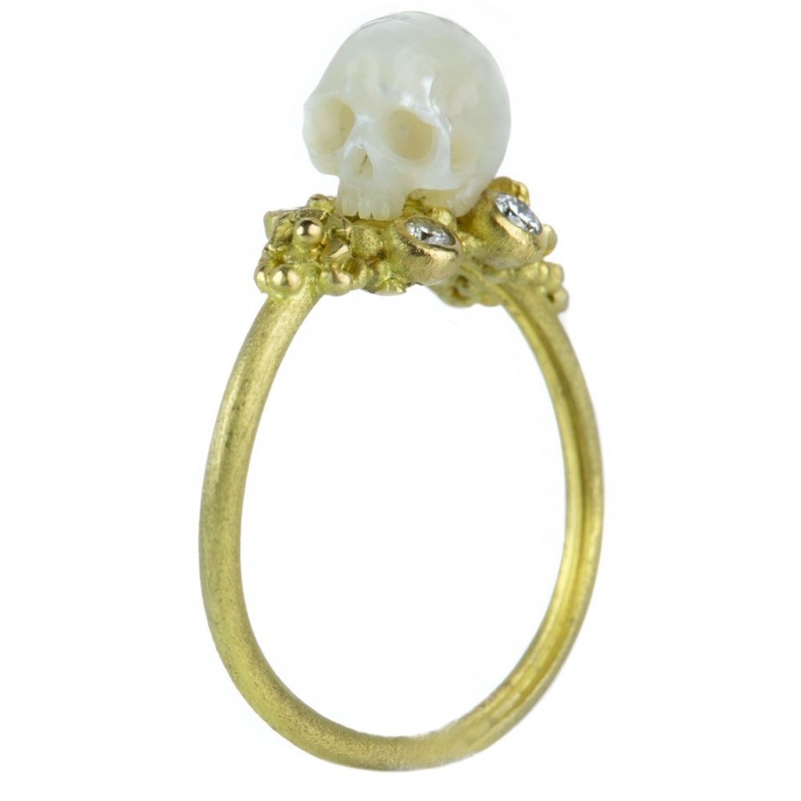 Rings Lene Vibe | White Pearl Skull Ring