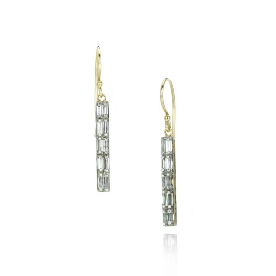 Earrings Todd Pownell | Linear Baguette Diamond Drop Earrings