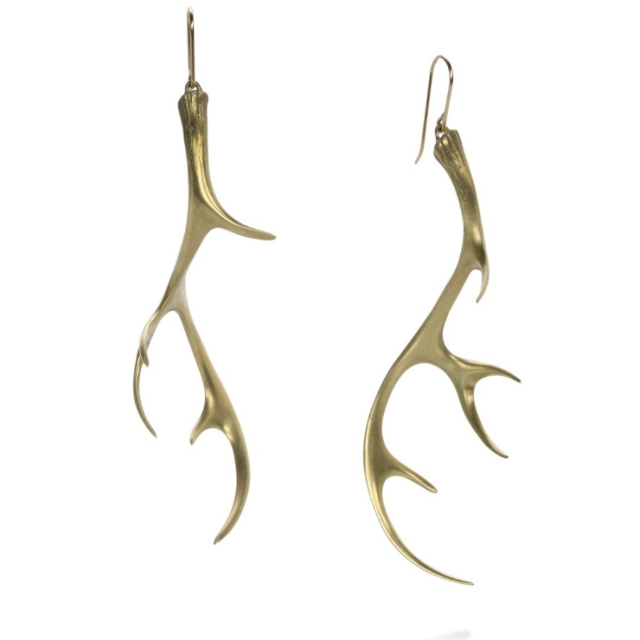 Earrings Gabriella Kiss | Large Gold Antler Earrings