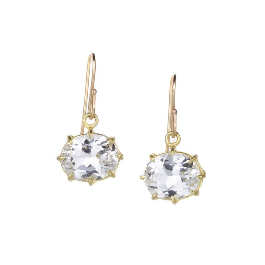 Earrings Rosanne Pugliese | 18K Faceted Oval White Topaz Drop Earrings