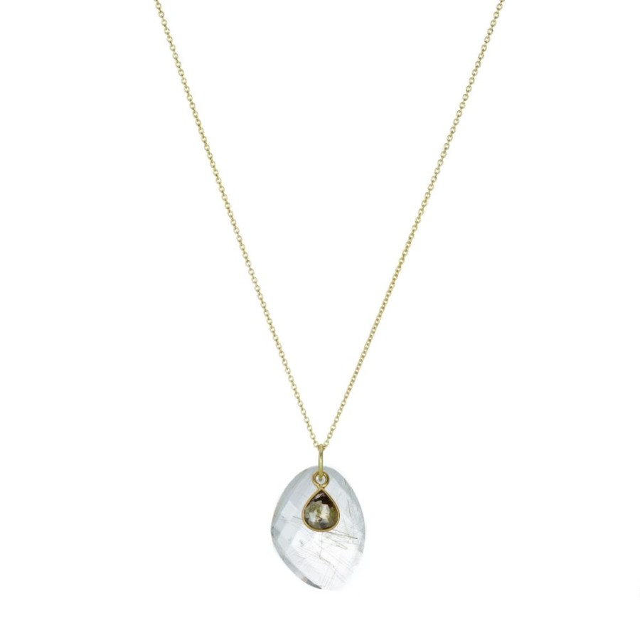 Necklaces Margaret Solow | Rutilated Quartz And Diamond Pendant Necklace