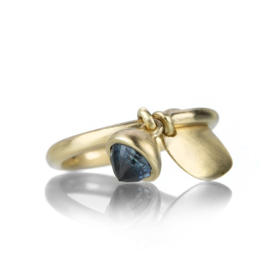 Rings Nicole Landaw | Sapphire And Acorn Leaf Dangle Ring