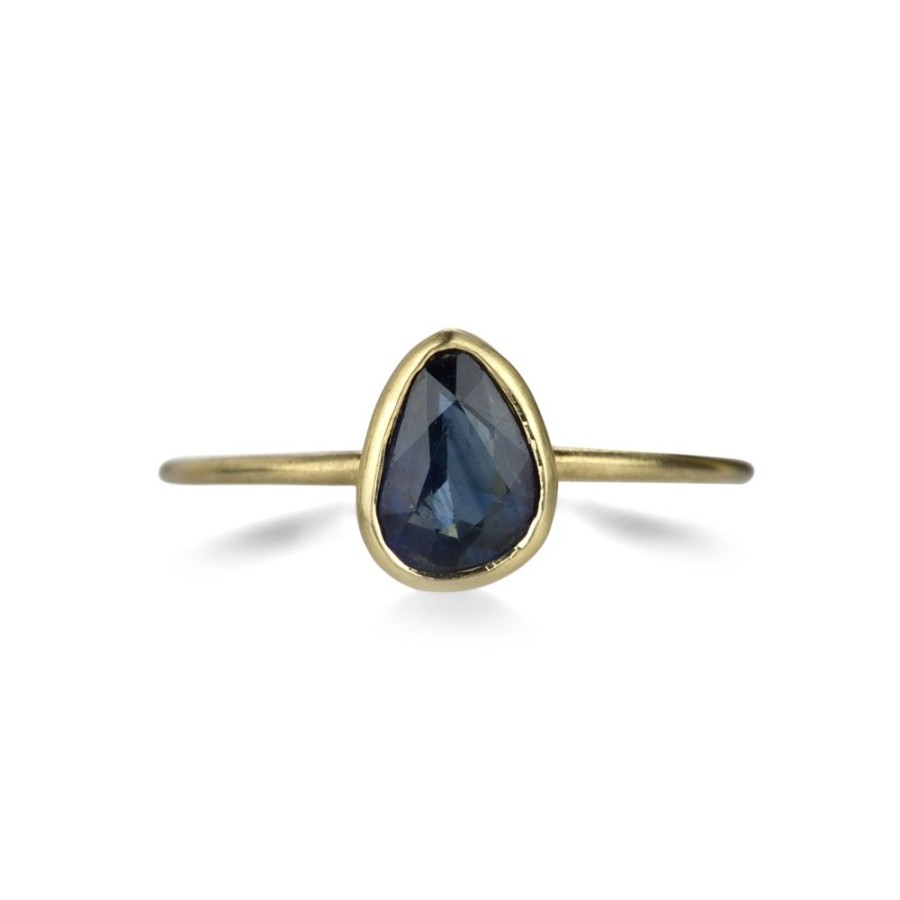 Rings Margaret Solow | Faceted Dark Blue Rose Cut Sapphire Ring