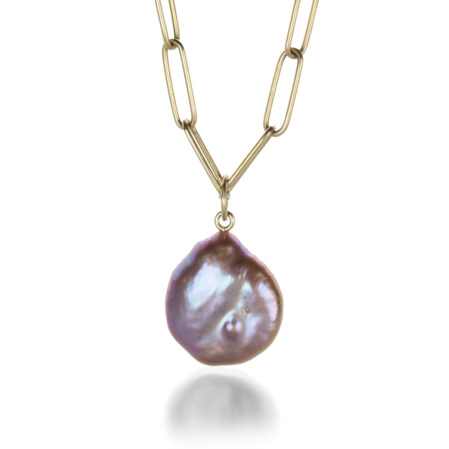 Necklaces Maria Beaulieu | Metallic Purple Pearl Pendant (Pendant Only)