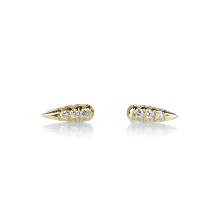 Earrings Diana Mitchell | Pave Diamond Long Rain Drop Studs