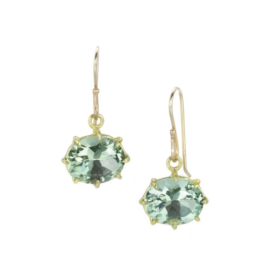 Earrings Rosanne Pugliese | Small Faceted Green Amethyst Earrings