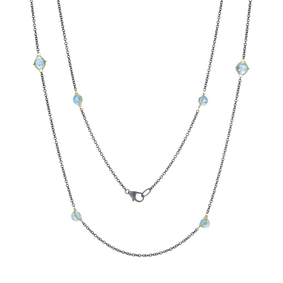 Necklaces Amali | London Blue Topaz Textile Station Necklace