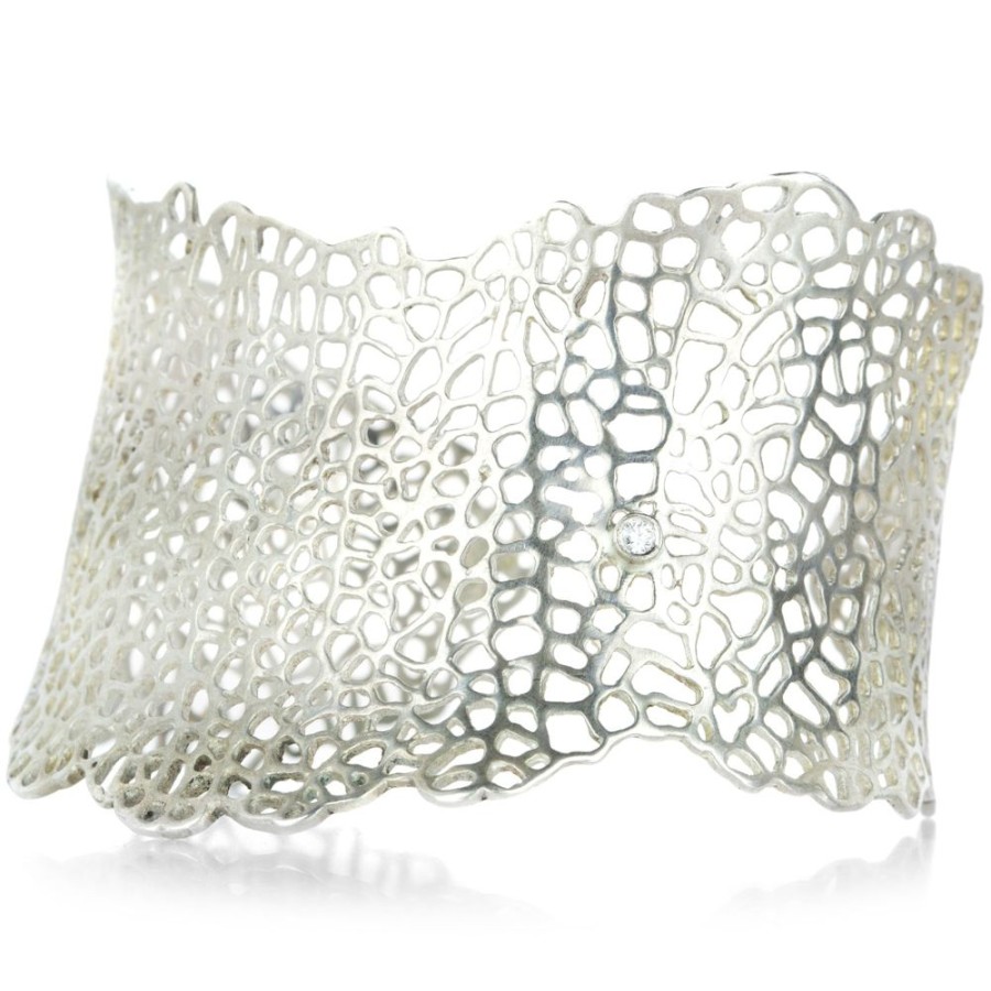 Bracelets Annette Ferdinandsen | Sterling Silver Sea Fan Cuff With Diamond