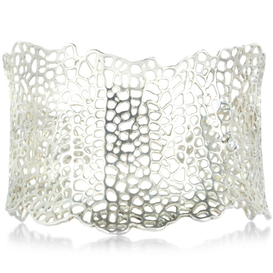 Bracelets Annette Ferdinandsen | Sterling Silver Sea Fan Cuff With Diamond