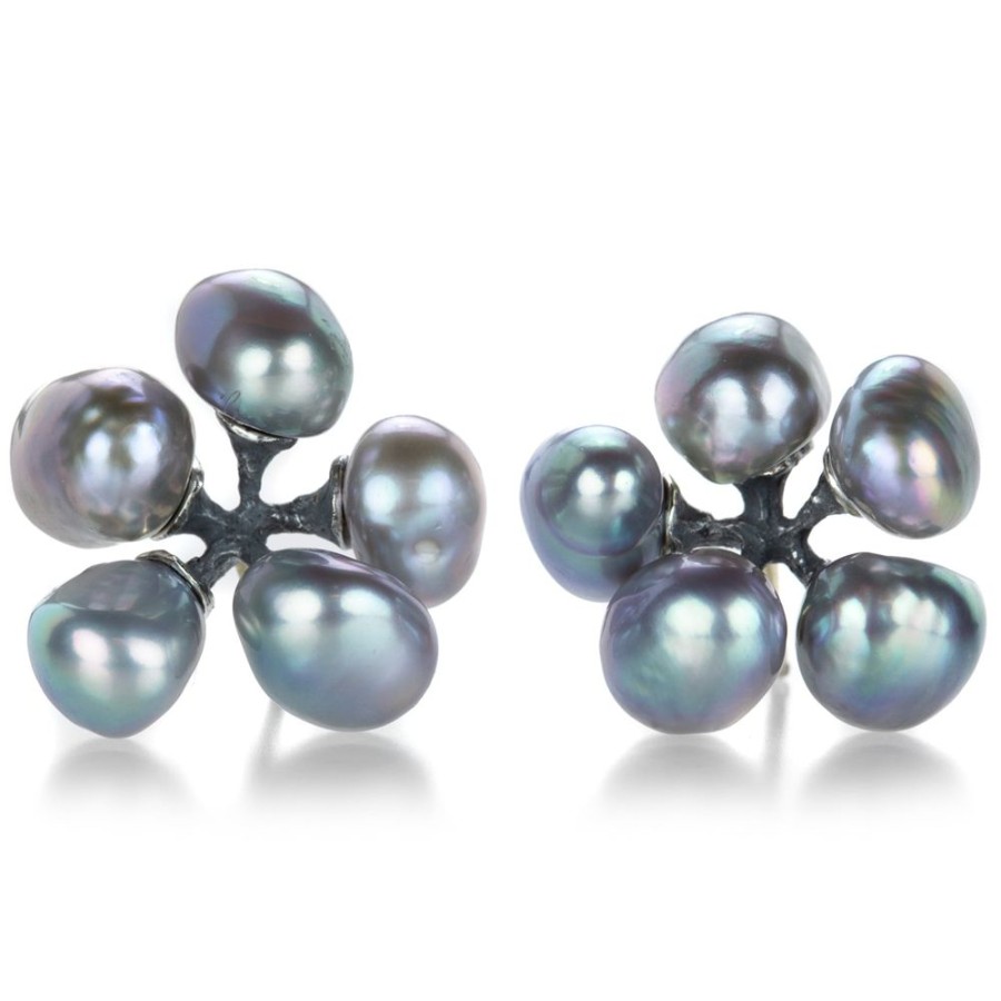 Earrings John Iversen | Gray Freshwater Pearl Jacks Earrings