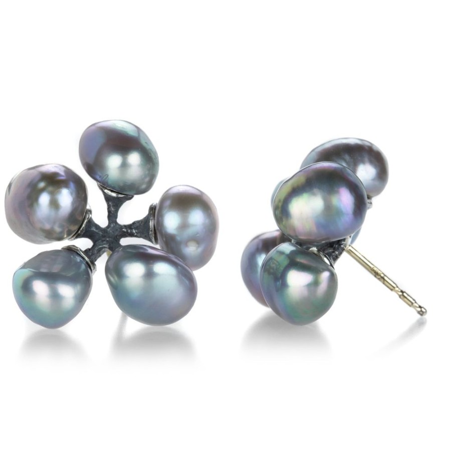 Earrings John Iversen | Gray Freshwater Pearl Jacks Earrings