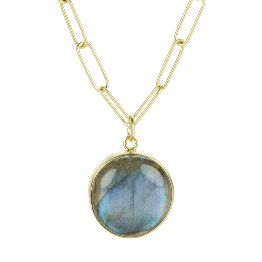 Necklaces Maria Beaulieu | Round Labradorite Pendant (Pendant Only)