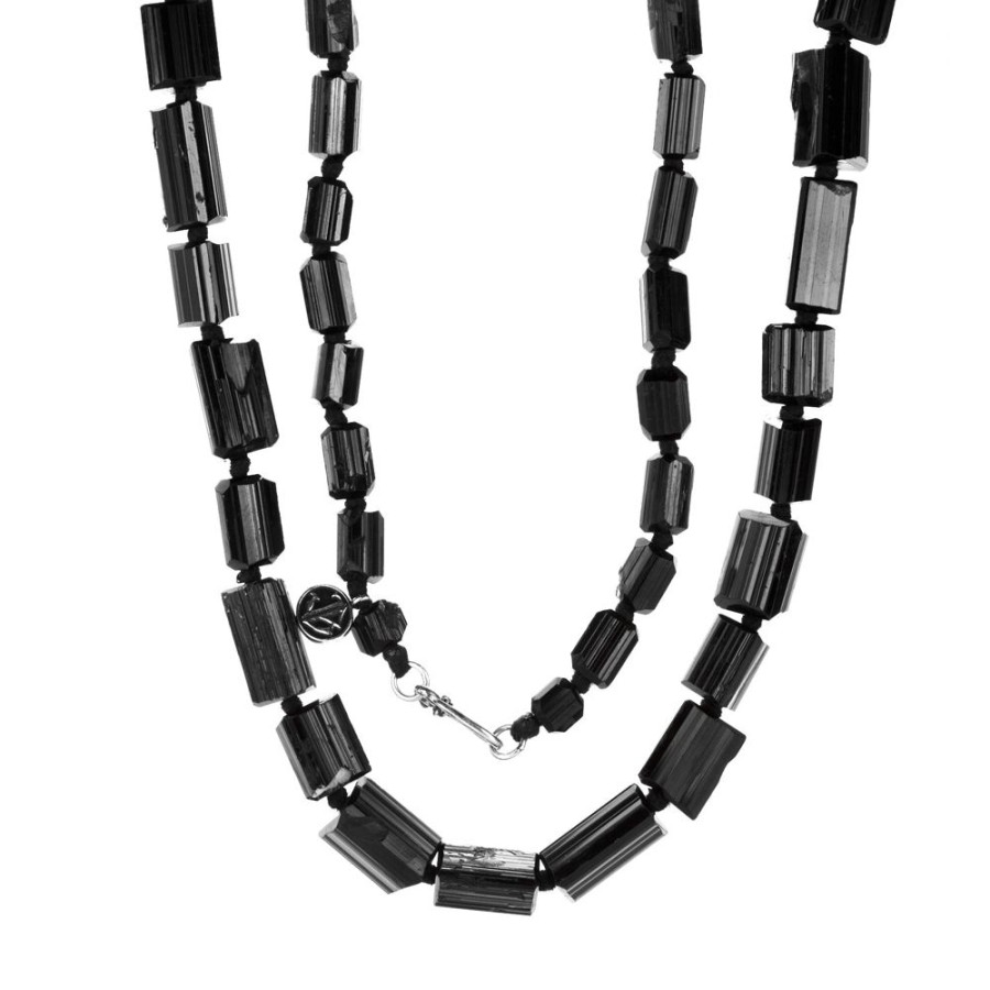 Necklaces Joseph Brooks | 10Mm Rectangular Black Tourmaline Necklace