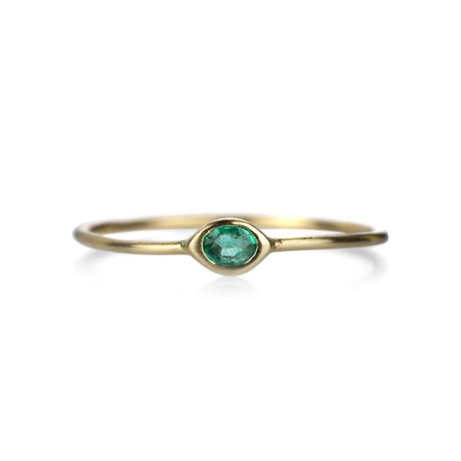 Rings Margaret Solow | Tiny Oval Emerald Ring