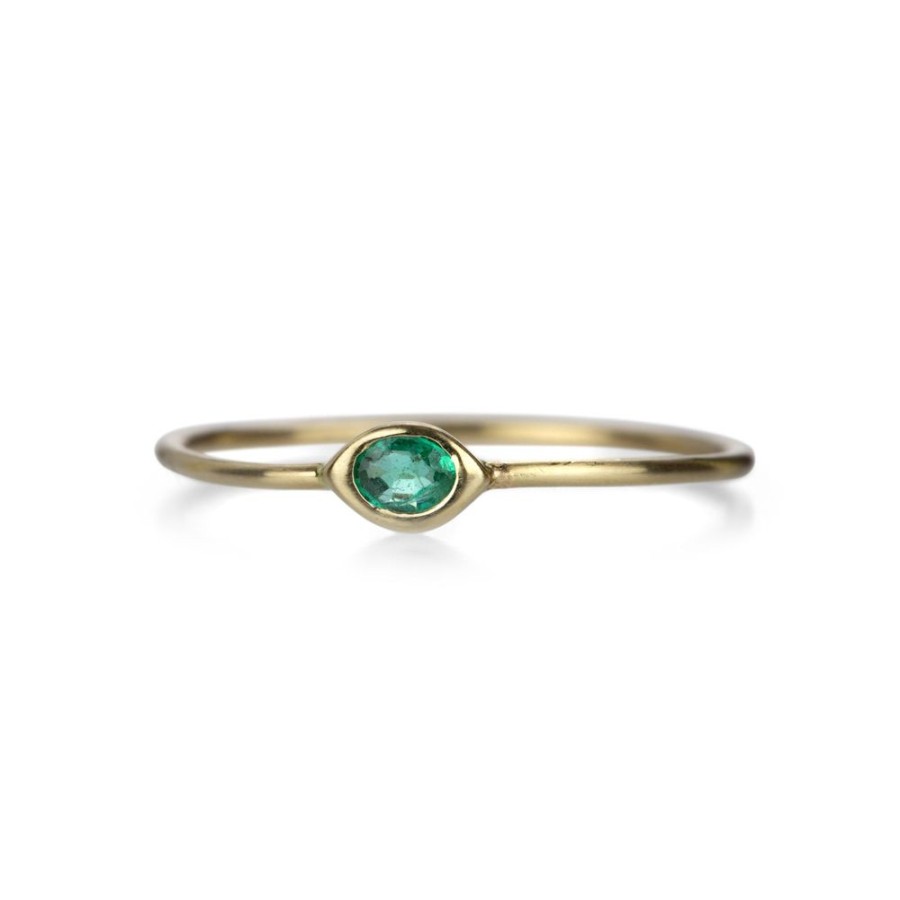 Rings Margaret Solow | Tiny Oval Emerald Ring