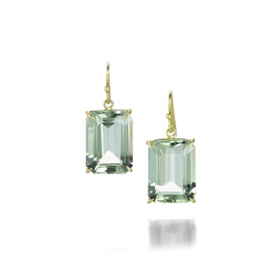 Earrings Rosanne Pugliese | Medium Emerald Cut Green Amethyst Earrings