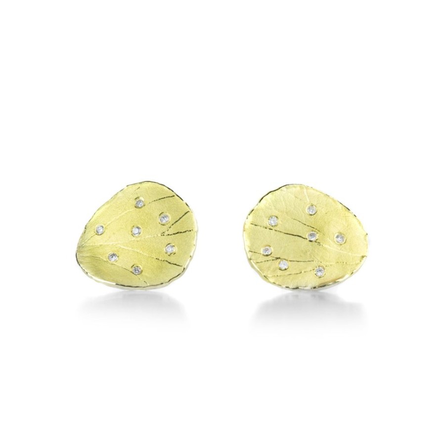 Earrings Barbara Heinrich | Single Petal Stud Earrings With Diamonds