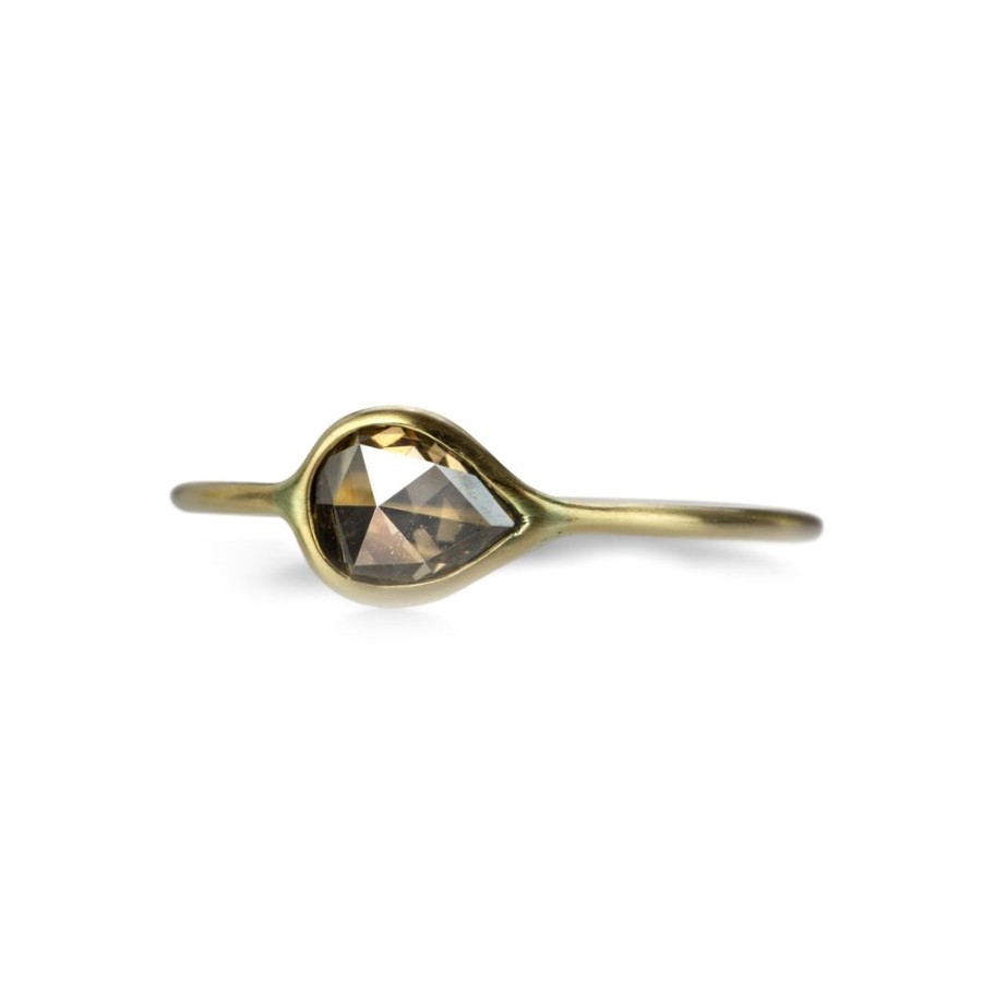 Rings Margaret Solow | 18K Teardrop Cognac Diamond Ring