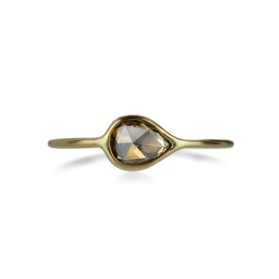 Rings Margaret Solow | 18K Teardrop Cognac Diamond Ring