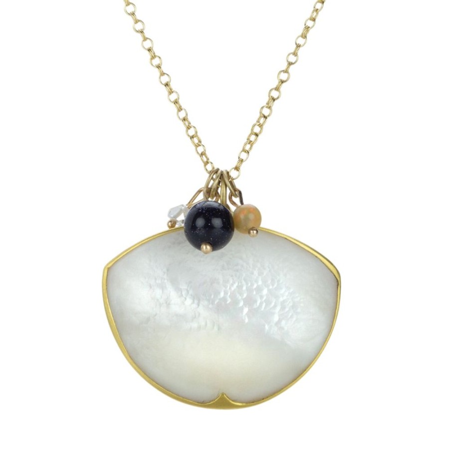 Necklaces Gabriella Kiss | 18K Mother Of Pearl Waxing Moon Pendant Necklace