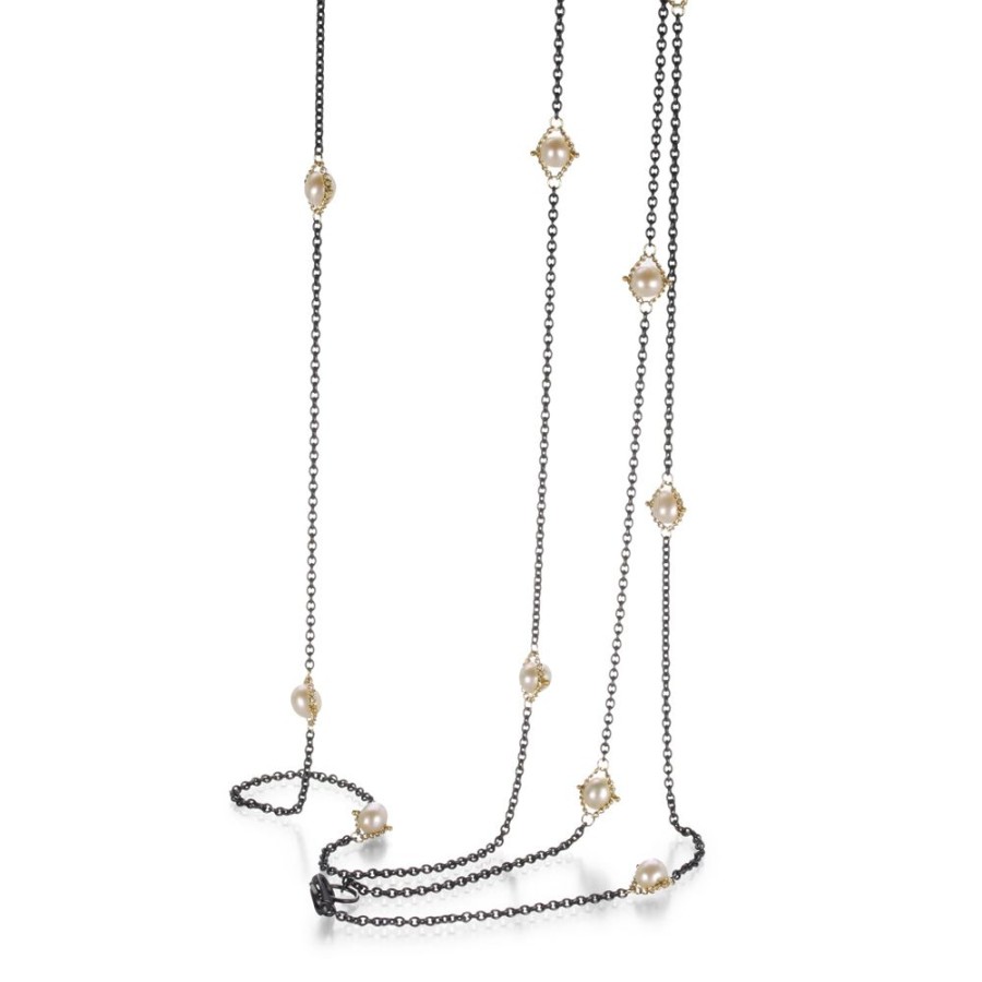 Necklaces Amali | White Pearl Station Necklace