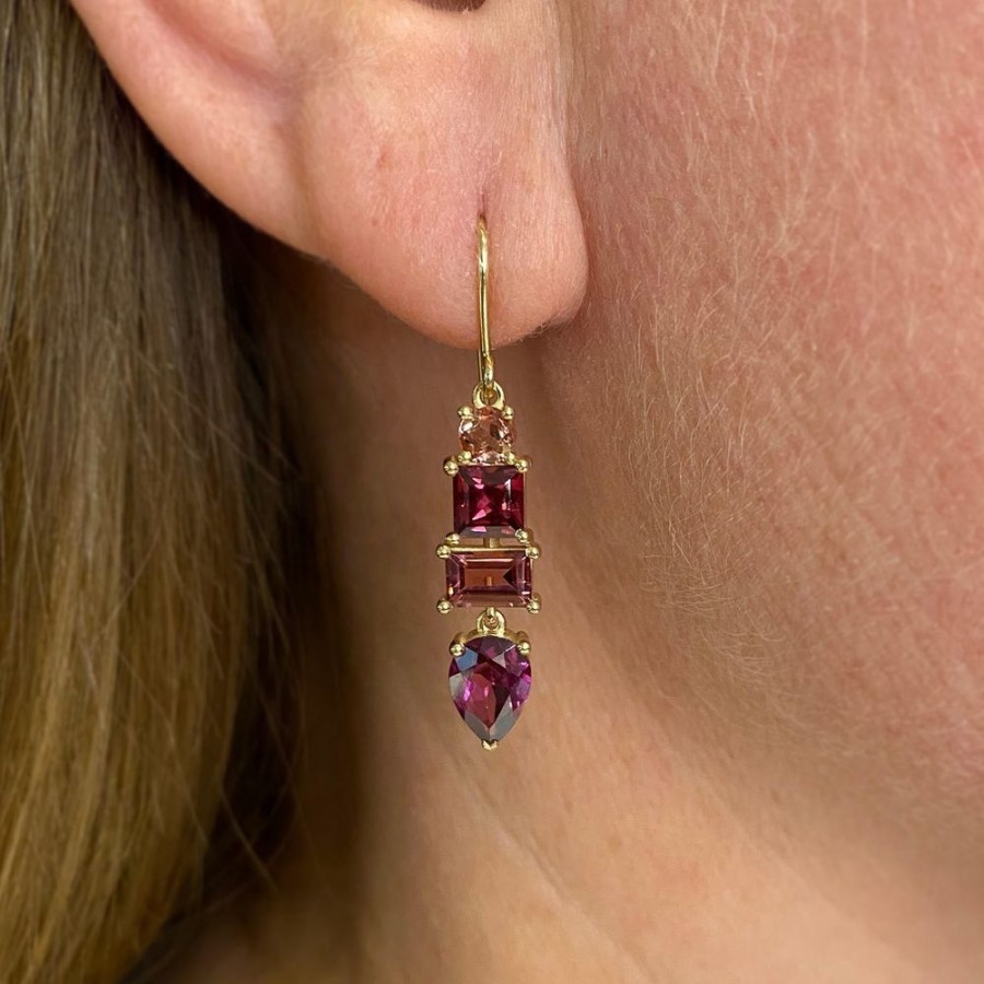 Earrings Nicole Landaw | Rosy Gemstone Drop Earrings