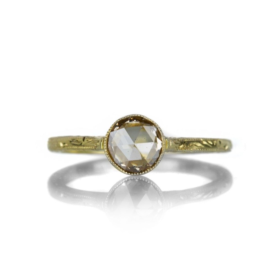 Rings Diana Mitchell | Champagne Diamond Engraved Cathedral Ring