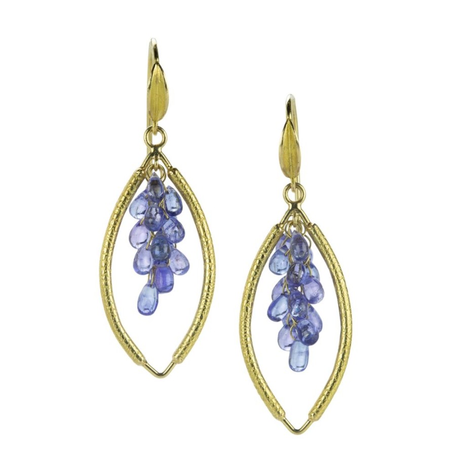 Earrings Barbara Heinrich | Open Navette Earrings With Tanzanite Briolettes