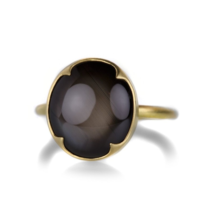 Rings Gabriella Kiss | 18K Smooth Oval Brown Star Sapphire Ring