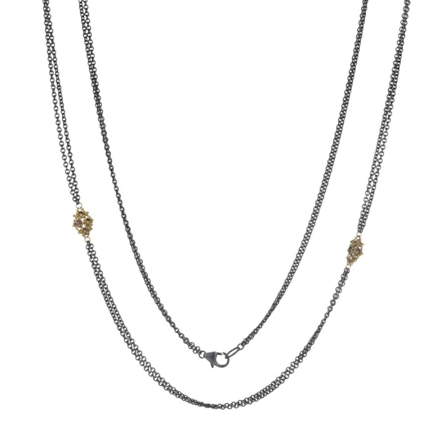 Necklaces Amali | Champagne Diamond Textile Station Necklace