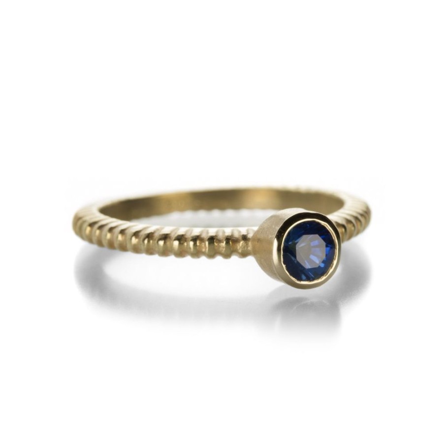 Rings Barbara Heinrich | Blue Sapphire Ring With Ridged Band