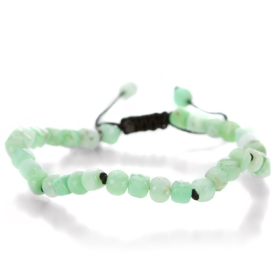 Bracelets Joseph Brooks | 4Mm Faceted Chrysoprase Cube Bracelet