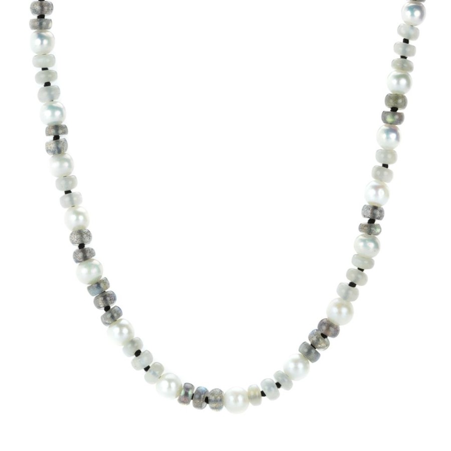 Necklaces Joseph Brooks | Pearl, Labradorite And Moonstone Necklace - 18"