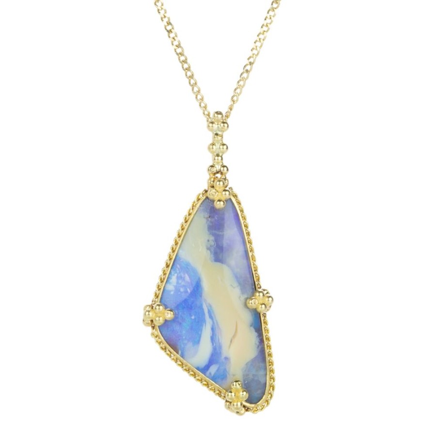 Necklaces Amali | Triangular Boulder Opal Pendant Necklace